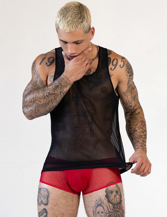 C-IN2 タンクトップ SHEER Relaxed Tank （ブラック） シースルー メッシュ CIN2 シーインツー メンズ下着 インナー 男性 アンダーウェア ブランド