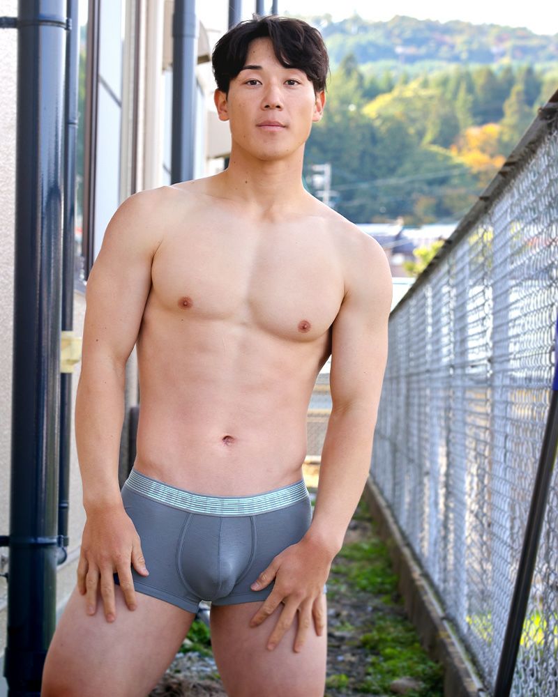 アンダースタンド ストロボ ボクサーパンツ クラウドグレー×ライトブルー